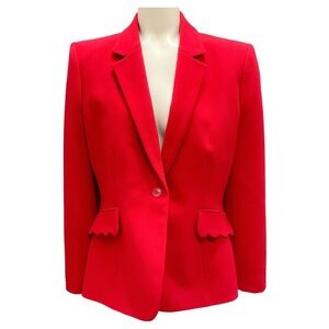 NWOT Altuzarra Ruby Scalloped Pocket Crepe Blazer Red Size 44
